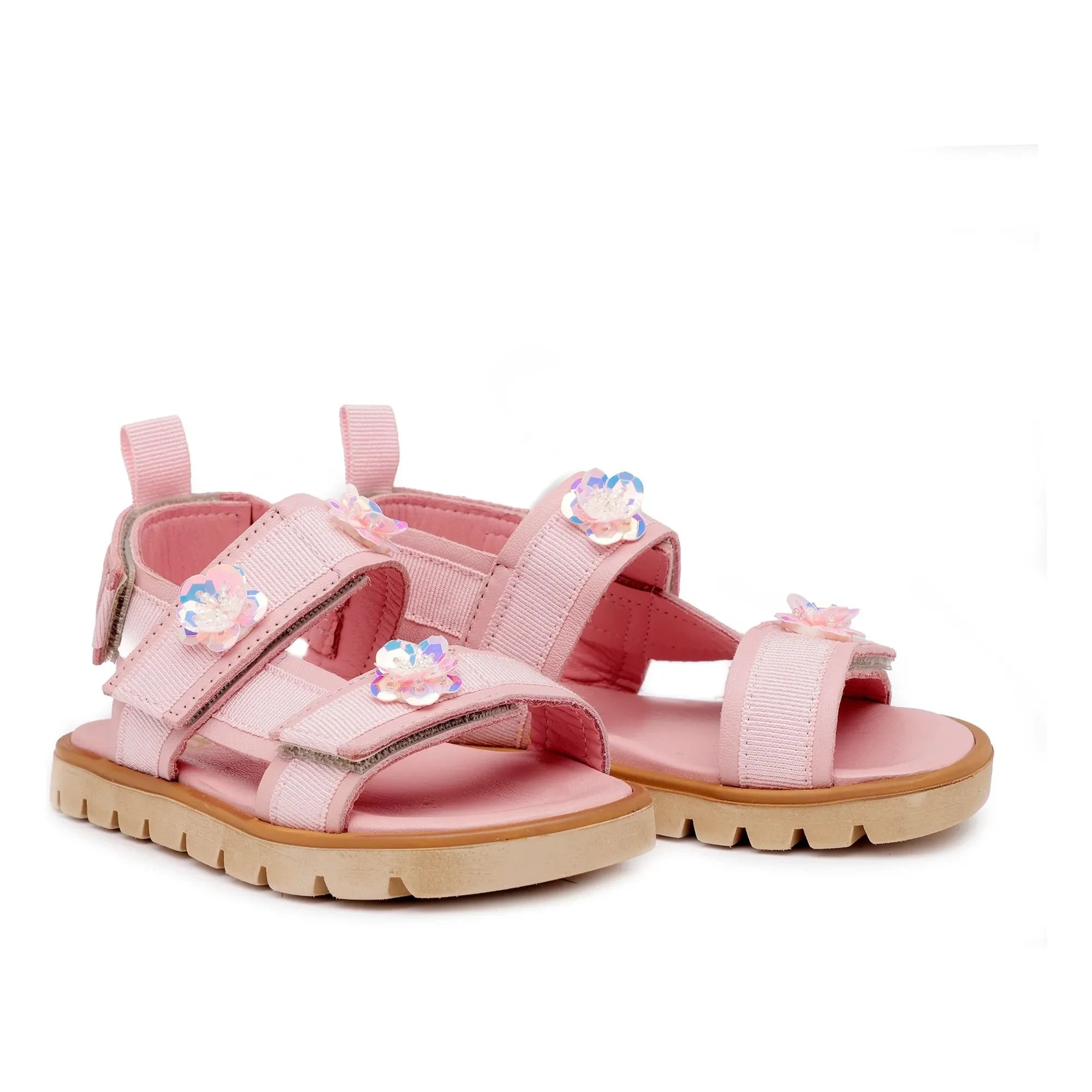 Pèpè - Floral Double Striped Sandals | White