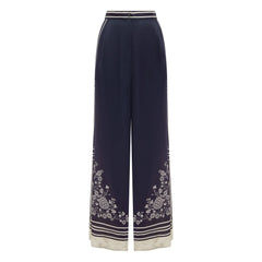Alémais - Pantalón de seda Banderra | Azul marino