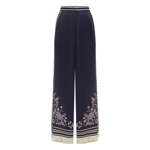 Alémais - Pantalón de seda Banderra | Azul marino