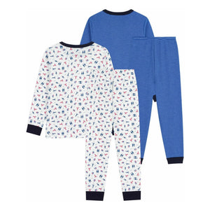 Petit Bateau – Schlafanzug-Set mit Kontrastkante, 2-teilig | Blau