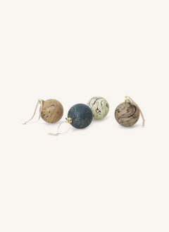 Ferm Living - Mermer efektli süs topu - 4'lü set
