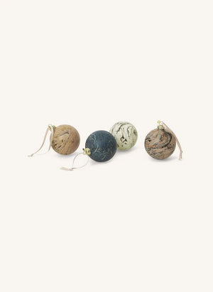 Ferm Living - Mermer efektli süs topu - 4'lü set