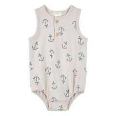Petit Lem - Anker-Overall Gerippte Bio-Baumwolle | Beige