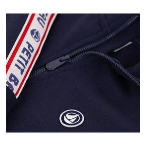 Petit Bateau - Sudadera con cremallera y rayas de contraste | Azul noche