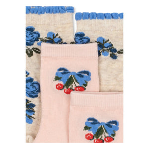 Konges Sløjd - 2er-Pack Socken mit Blumenmuster | Rosa