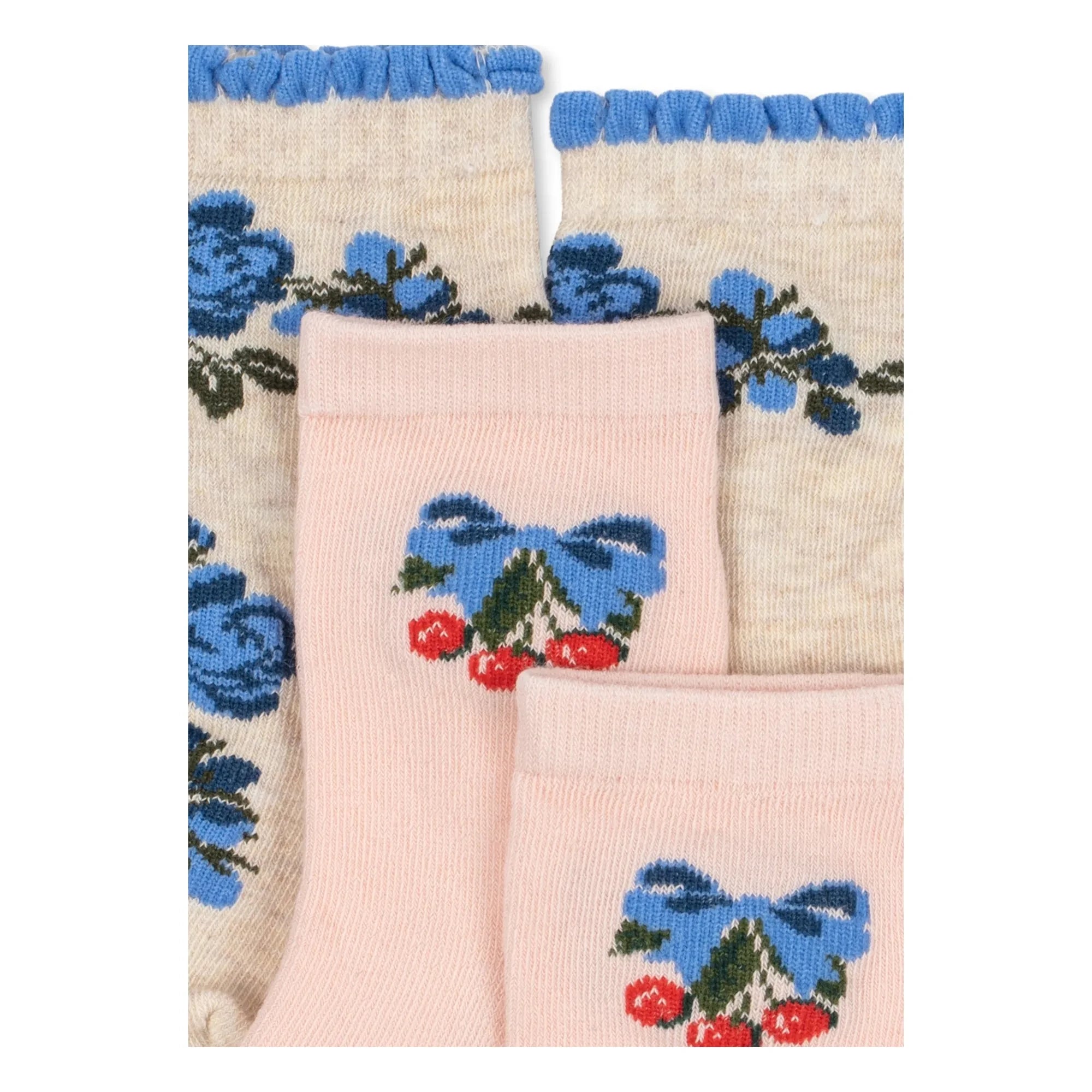 Konges Sløjd - 2er-Pack Socken mit Blumenmuster | Rosa