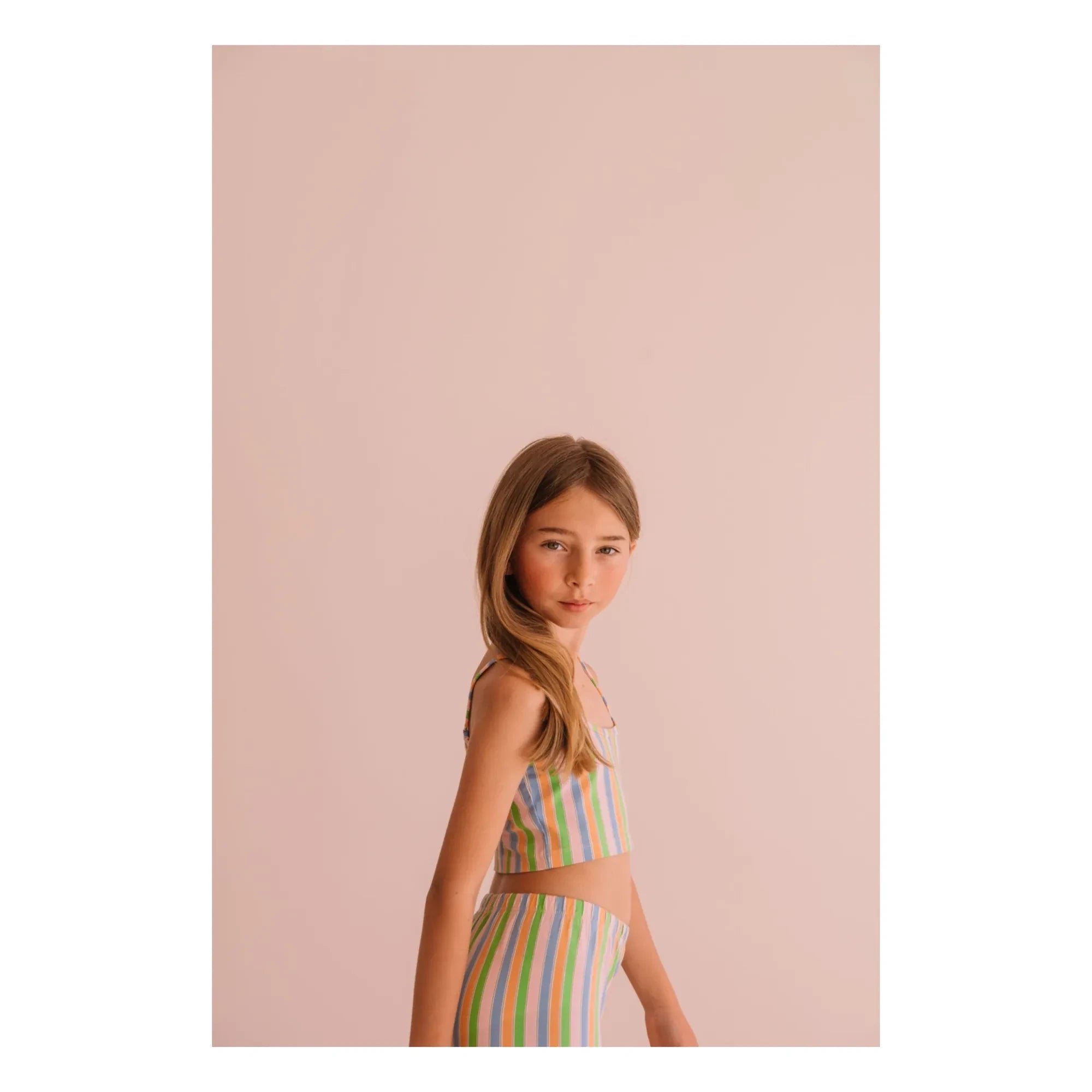 We Are Kids - Nour Çizgili Organik Pamuklu Tayt | Soluk Pembe