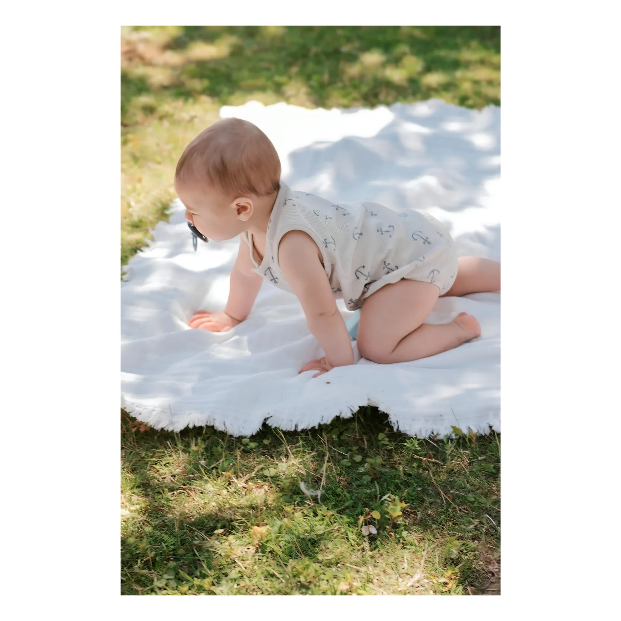 Petit Lem - Anker-Overall Gerippte Bio-Baumwolle | Beige