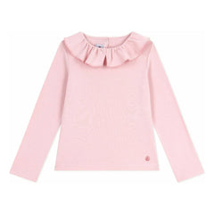 Petit Bateau - Organik pamuklu fırfırlı yakalı Tişört | Pembe
