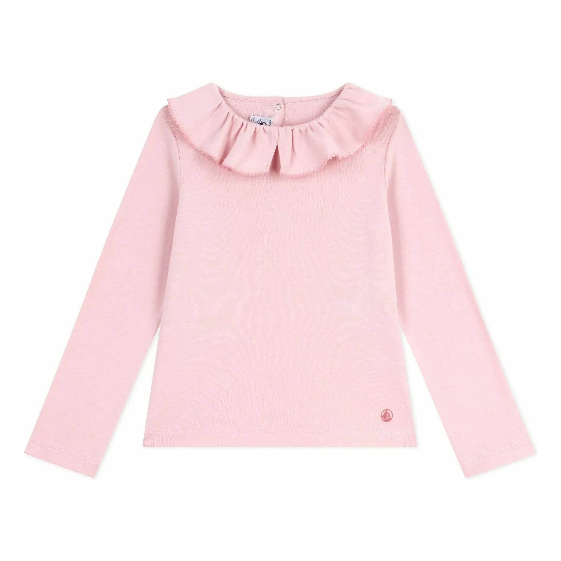 Petit Bateau - Organik pamuklu fırfırlı yakalı Tişört | Pembe