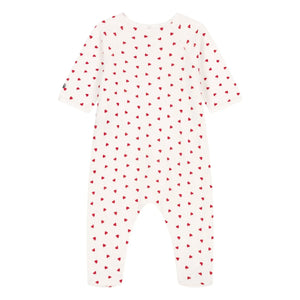 Petit Bateau - Pyjama Dors Bien Herzen Samt Bio-Baumwolle | Weiß