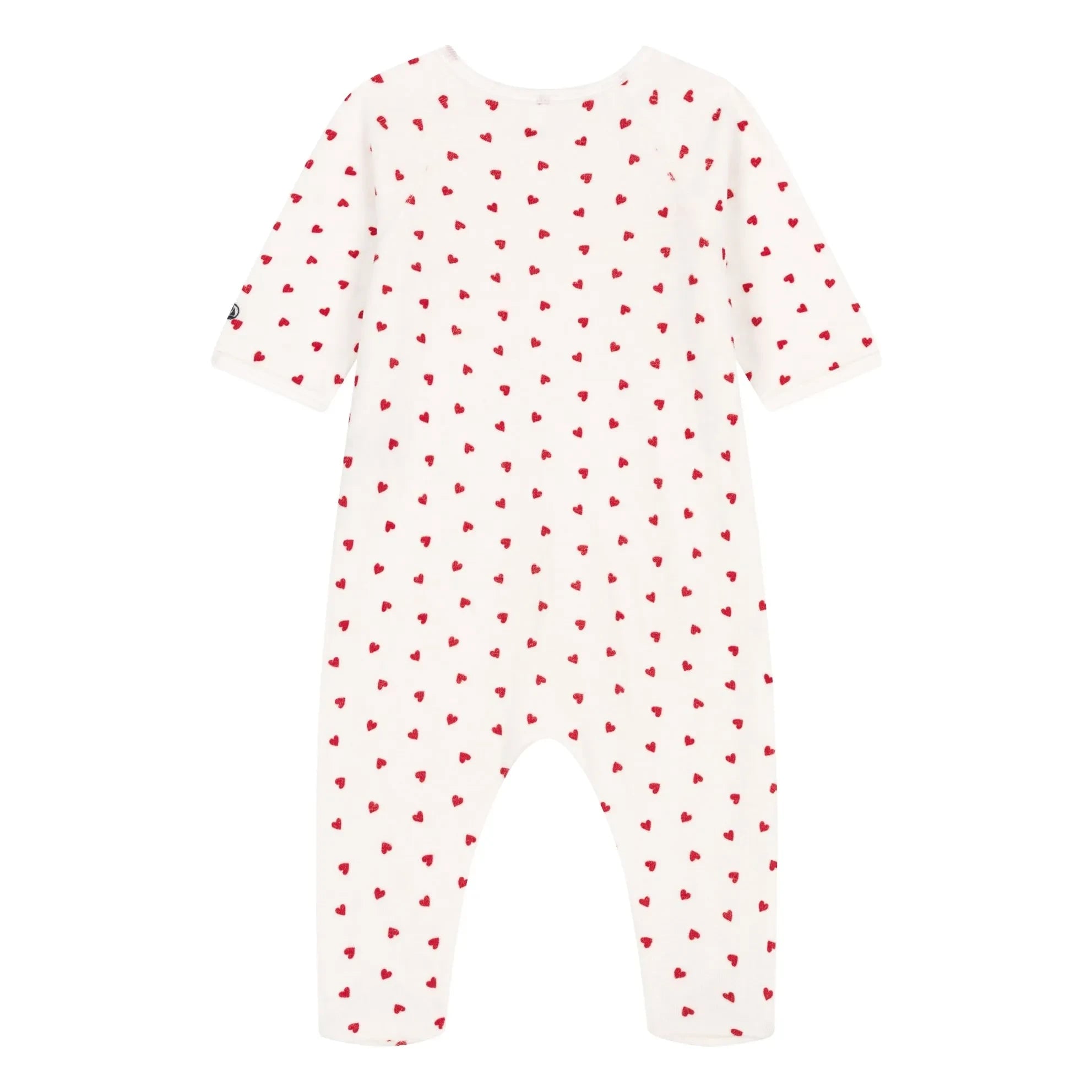 Petit Bateau - Pyjama Dors Bien Herzen Samt Bio-Baumwolle | Weiß