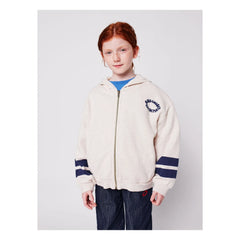 Sudadera con capucha de algodón orgánico Bobo Choses - Tres en raya | Beige jaspeado