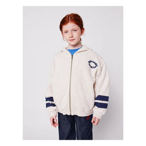 Sudadera con capucha de algodón orgánico Bobo Choses - Tres en raya | Beige jaspeado