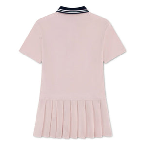 Lacoste - Organik Pamuklu Piliseli Polo Elbise | Soluk Pembe