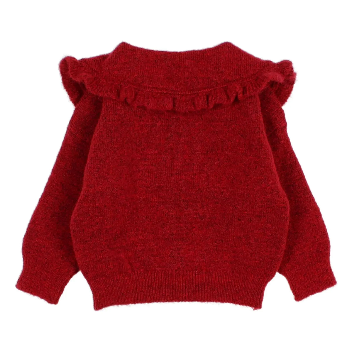 Búho - Girly Bébé kardigan s gumbima i Claudine ovratnikom | trešnjasto crvena
