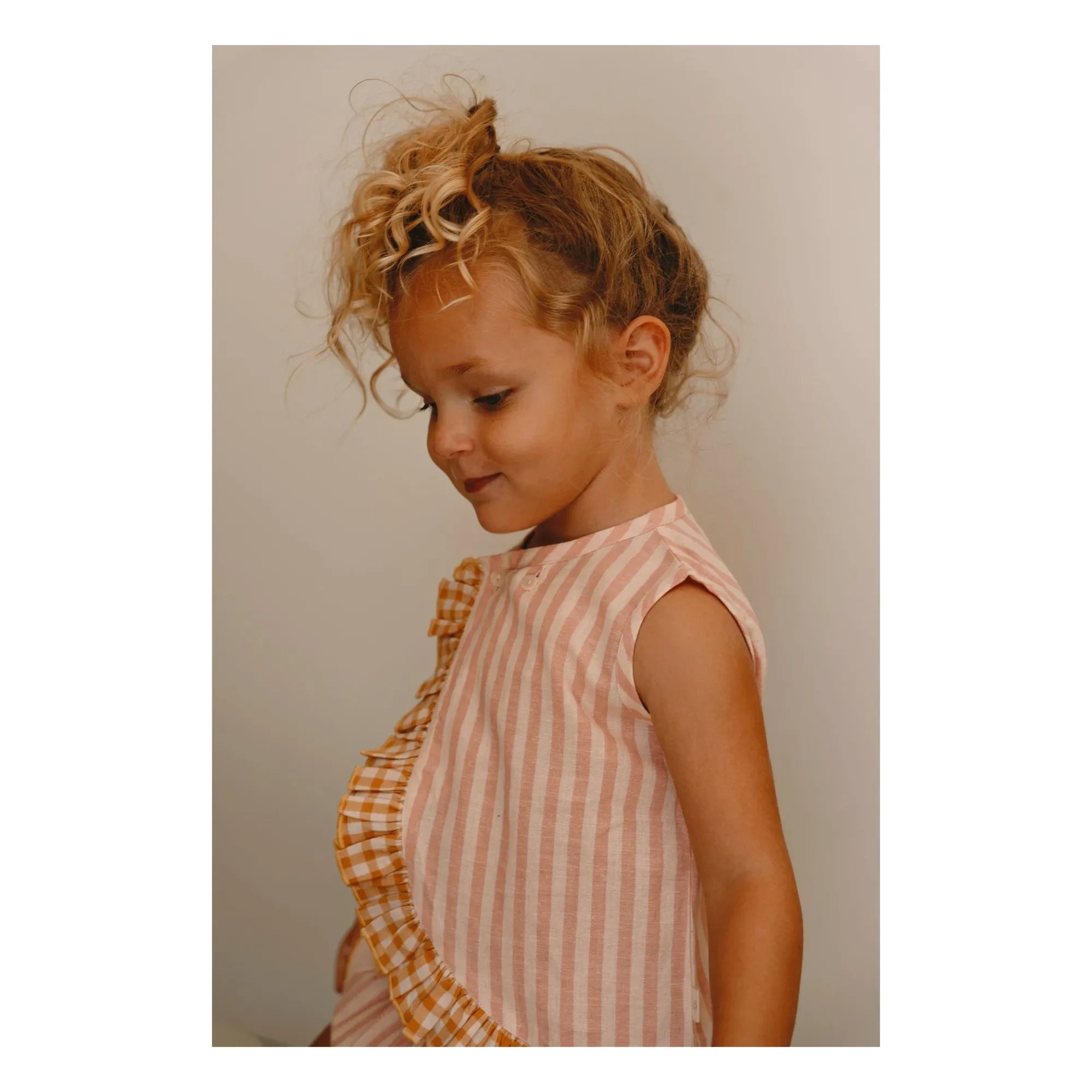 Lilinoa - Striped cotton voile double-breasted top | Powder Pink