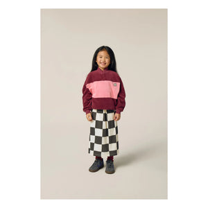 The Campamento - Renk Bloklu Kadife Logolu Sweatshirt | Bordo