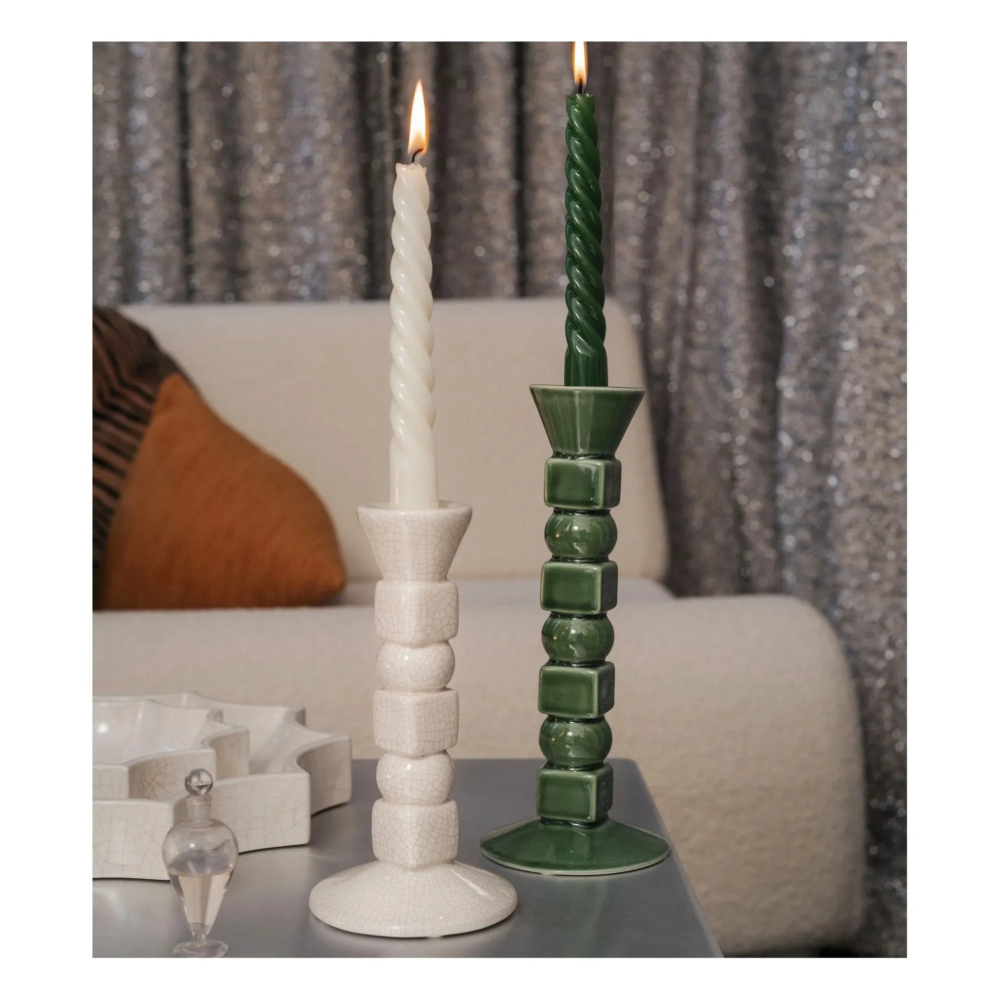 The Socialite Family - Crackled Ceramic Anna Small Candle Holder | Cream