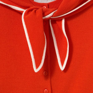 The Tiny Big Sister - Lara Scarf-Neck Wool Cardigan | Red