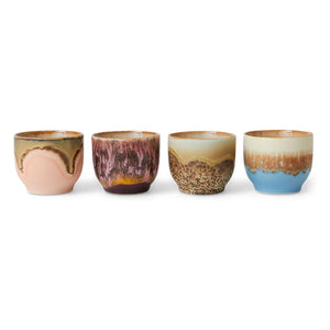 HKliving - Stoneware coffee cups - Set of 4 | Multicolor