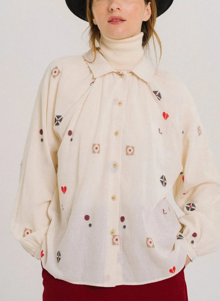 Tinsels - Faustine Baumwollbluse | Ecru