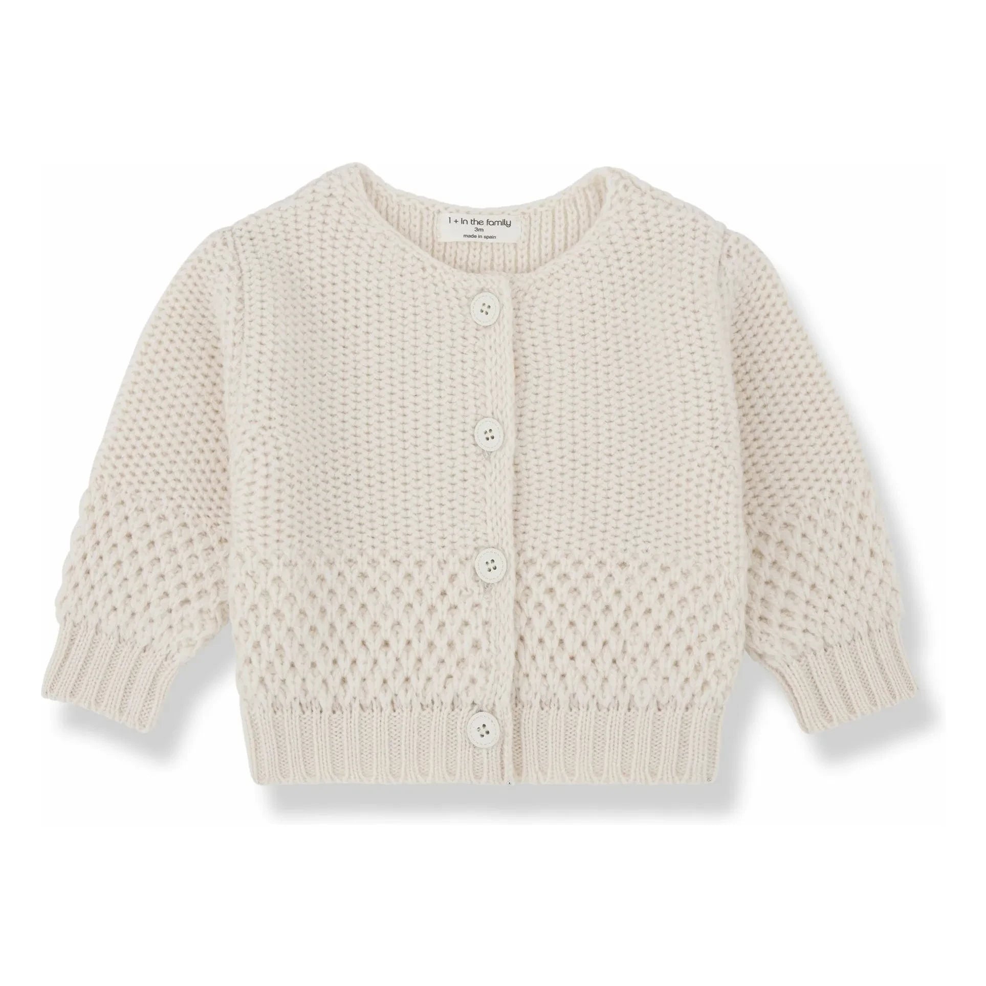 1+ in the family - Malene Mini Merinos Yünü Hırka | Ecru