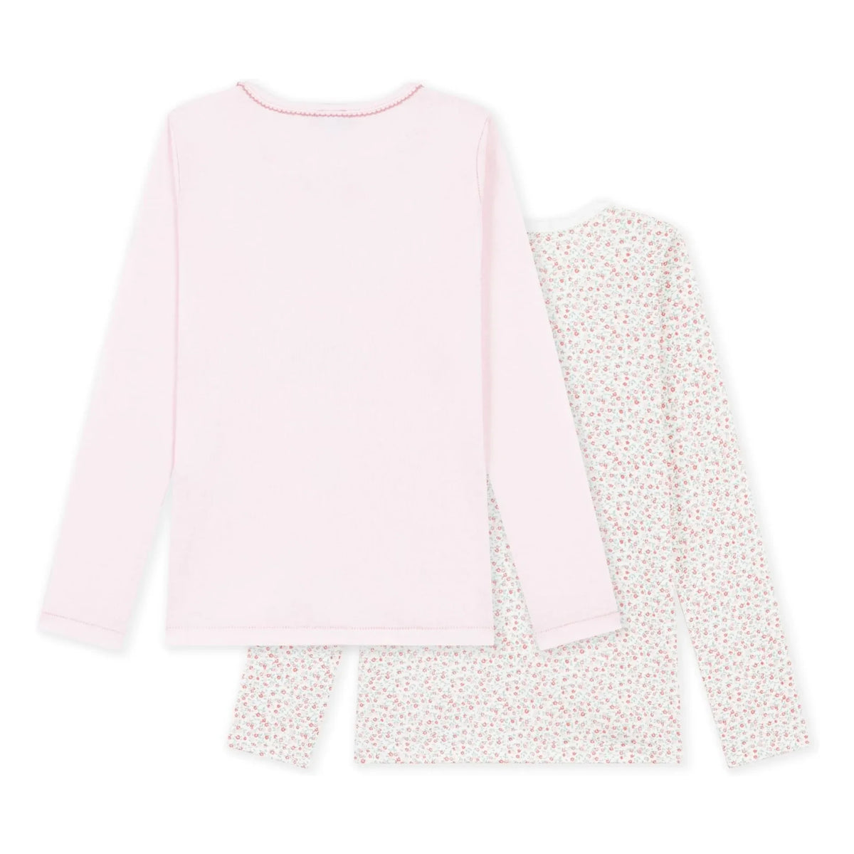 Petit Bateau - 2'li Çiçek Desenli Organik Pamuk Tişört Seti | Pembe
