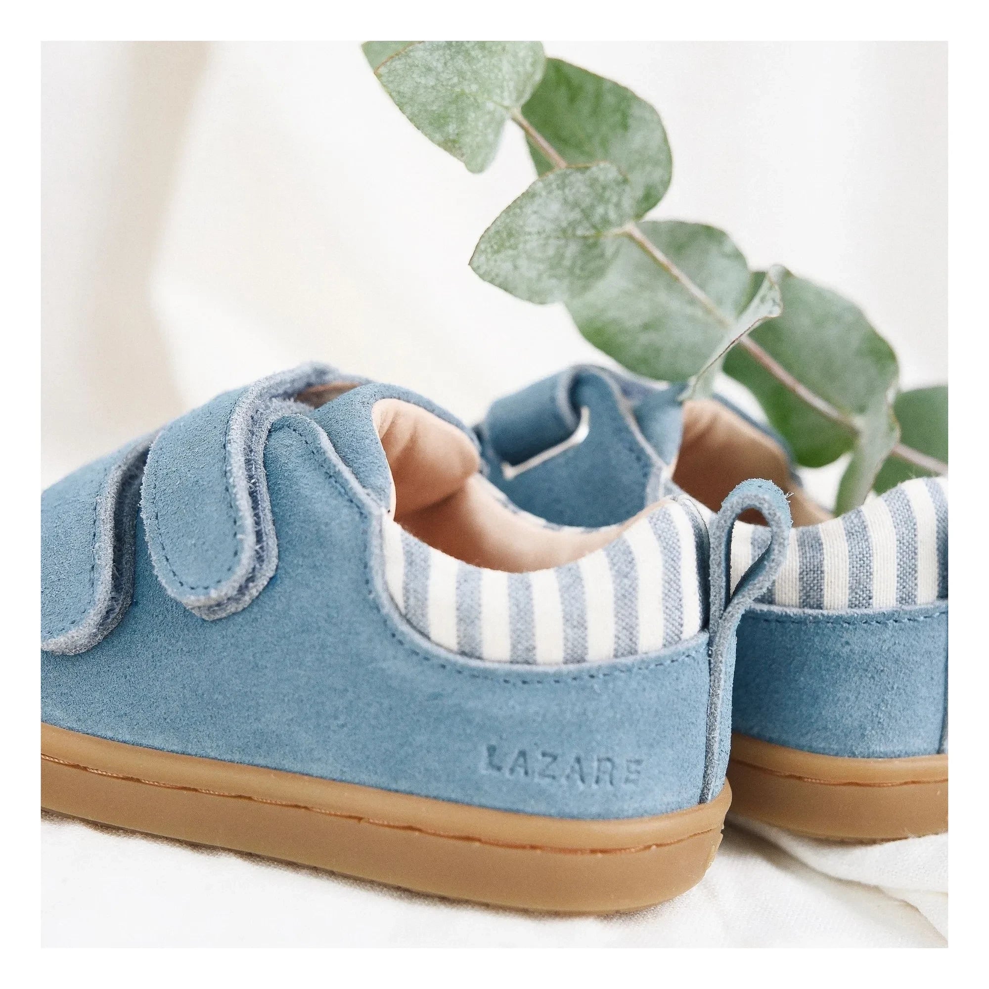 Lazare - Mahaut Çizgili Süet Çizik Sneaker | Denim mavisi