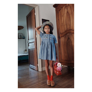 Emile et Ida - Smock-Kleid aus blauem Chambray