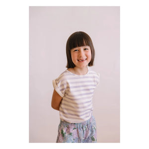 Studio Bohème - Bama Striped Organic Cotton T-Shirt | Lavender