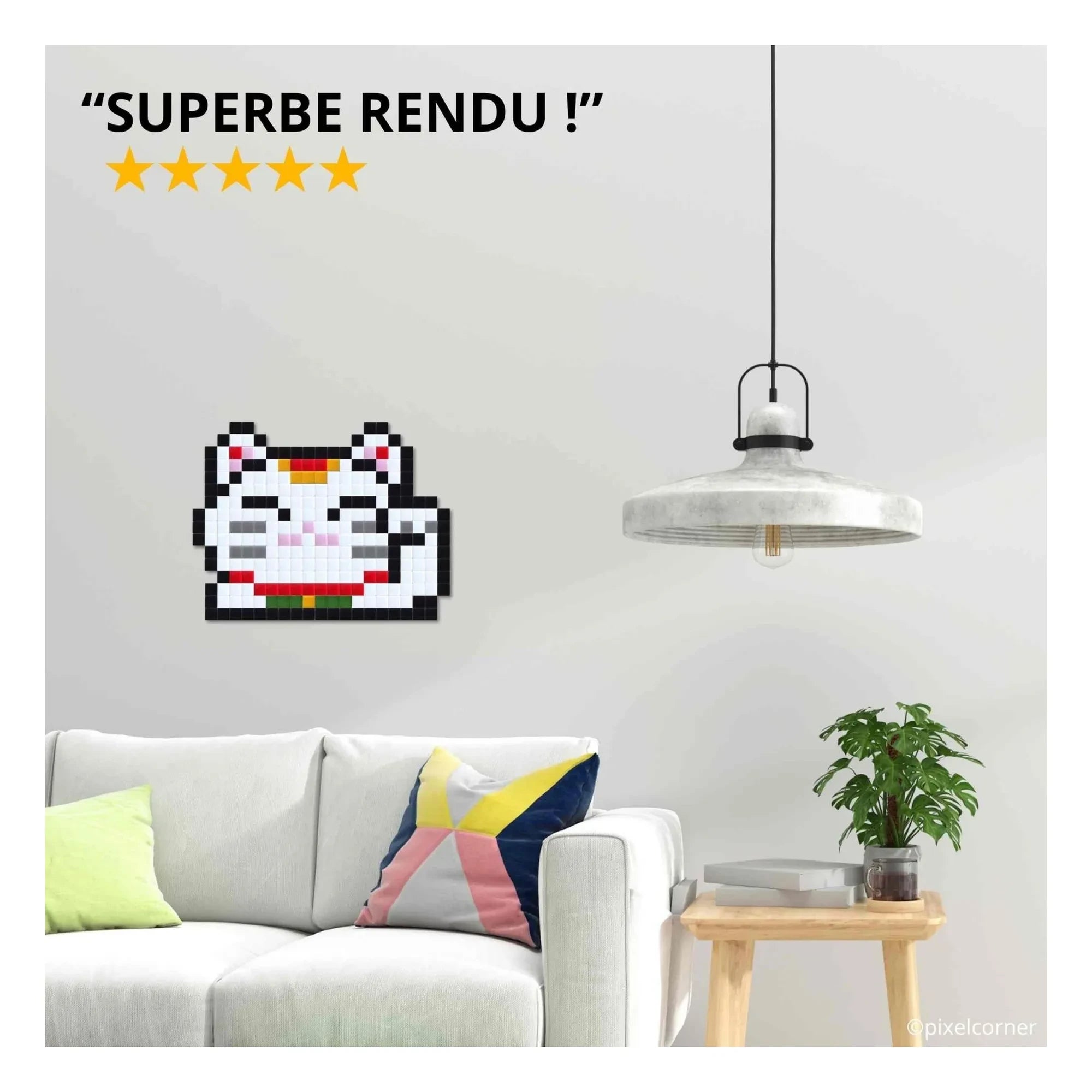 Pixel Corner - Pixel Art Kit - Lucky Cat | White