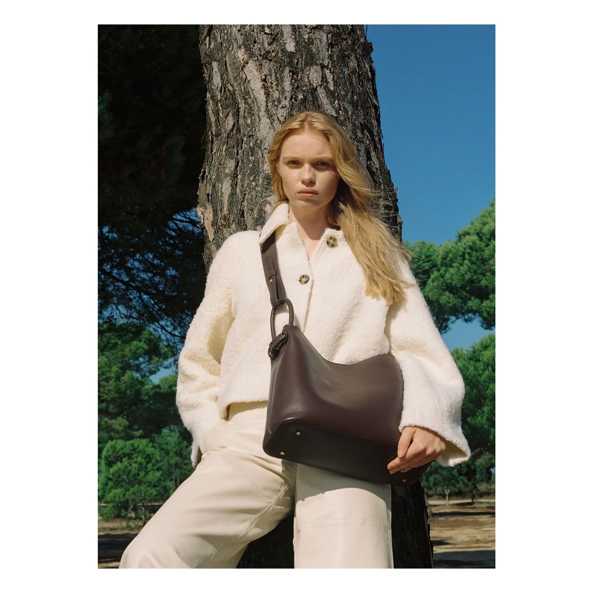 Elleme - Vosges Grainé deri çanta | Koyu Kahverengi