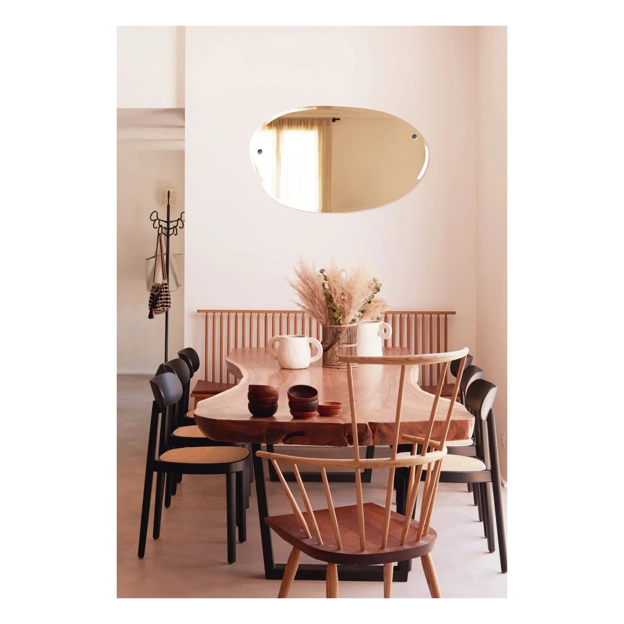 M Nuance - Ekstra İnce Pahlanmış Ayna - Rastgele Yatay Oval Form 100x60 cm