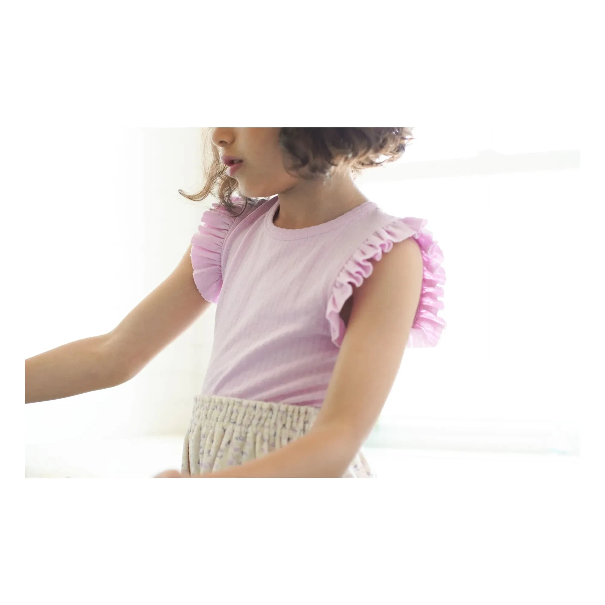 Soor Ploom - Pointelle Ruffled Organic Cotton T-Shirt | Pink