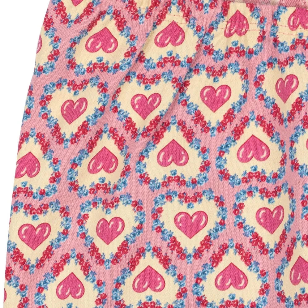 Konges Sløjd - Conjunto de camiseta y pantalón de algodón orgánico con estampado de corazones | Rosa