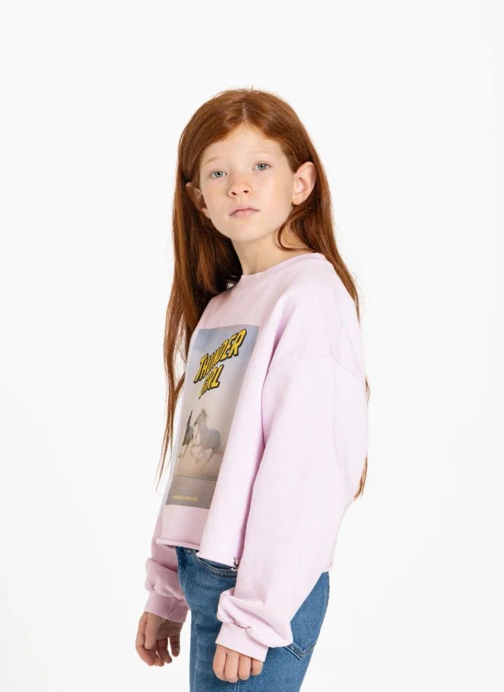 Hundred Pieces - Belmont Horses Organik Pamuklu Sweatshirt | Açık Pembe