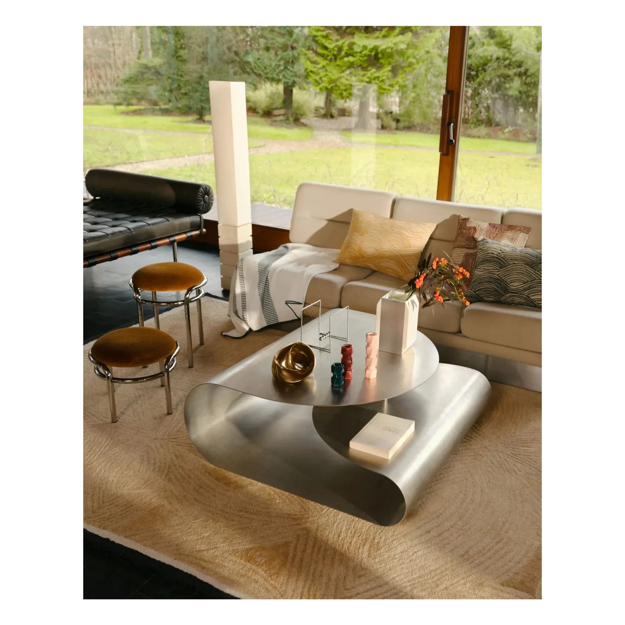 Maison Sarah Lavoine - Moon chrome kadife tabure | Havana