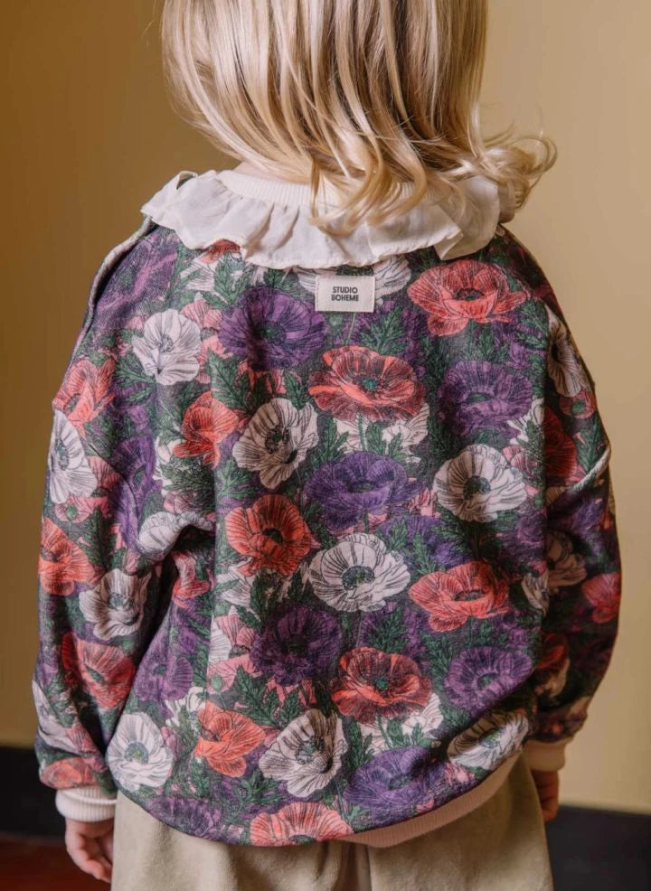 Studio Bohème - Juno Çiçek Desenli Organik Pamuklu Sweatshirt | Mor