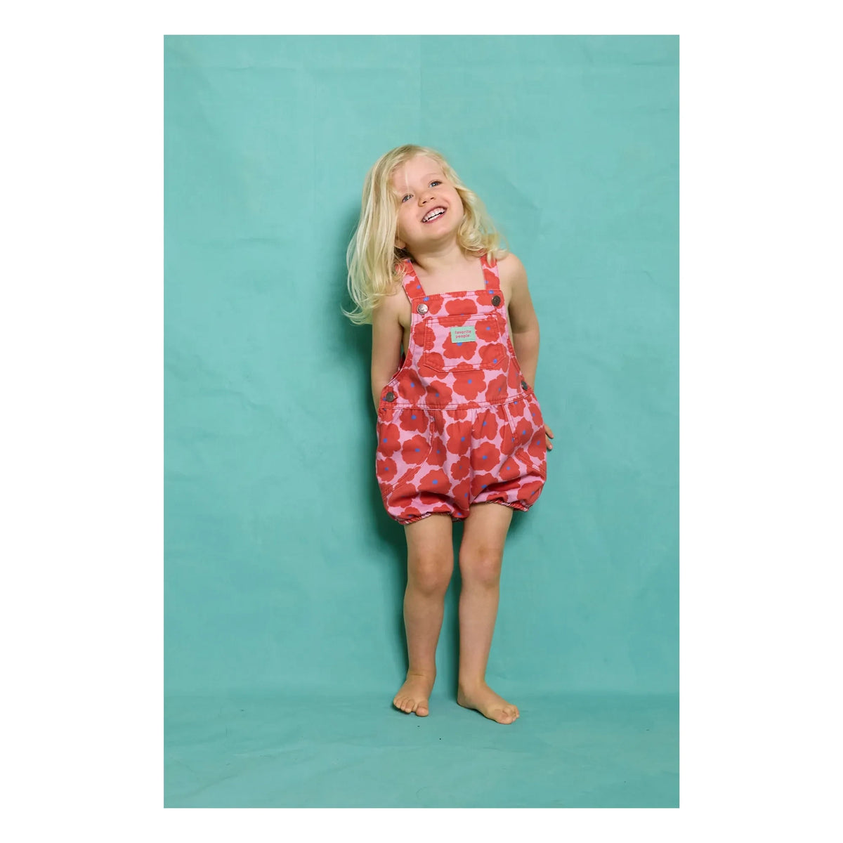 Favorite People - Napoli Geblümter Overall-Short | Rot