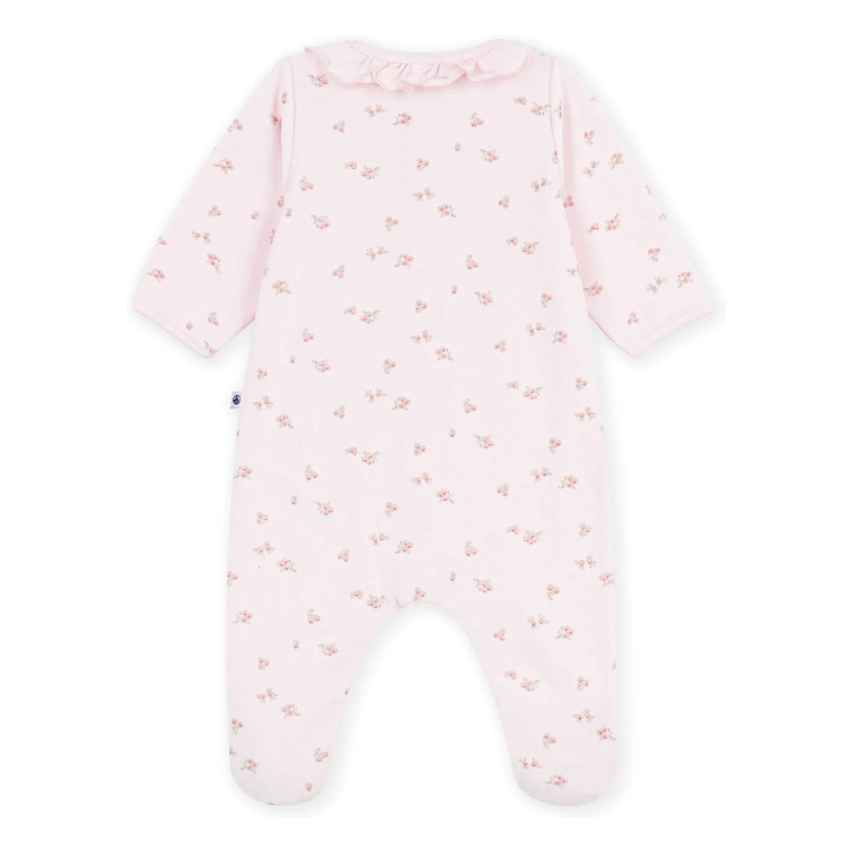 Petit Bateau - Çiçekli Kadife Pamuklu Organik Pijama | Açık Pembe