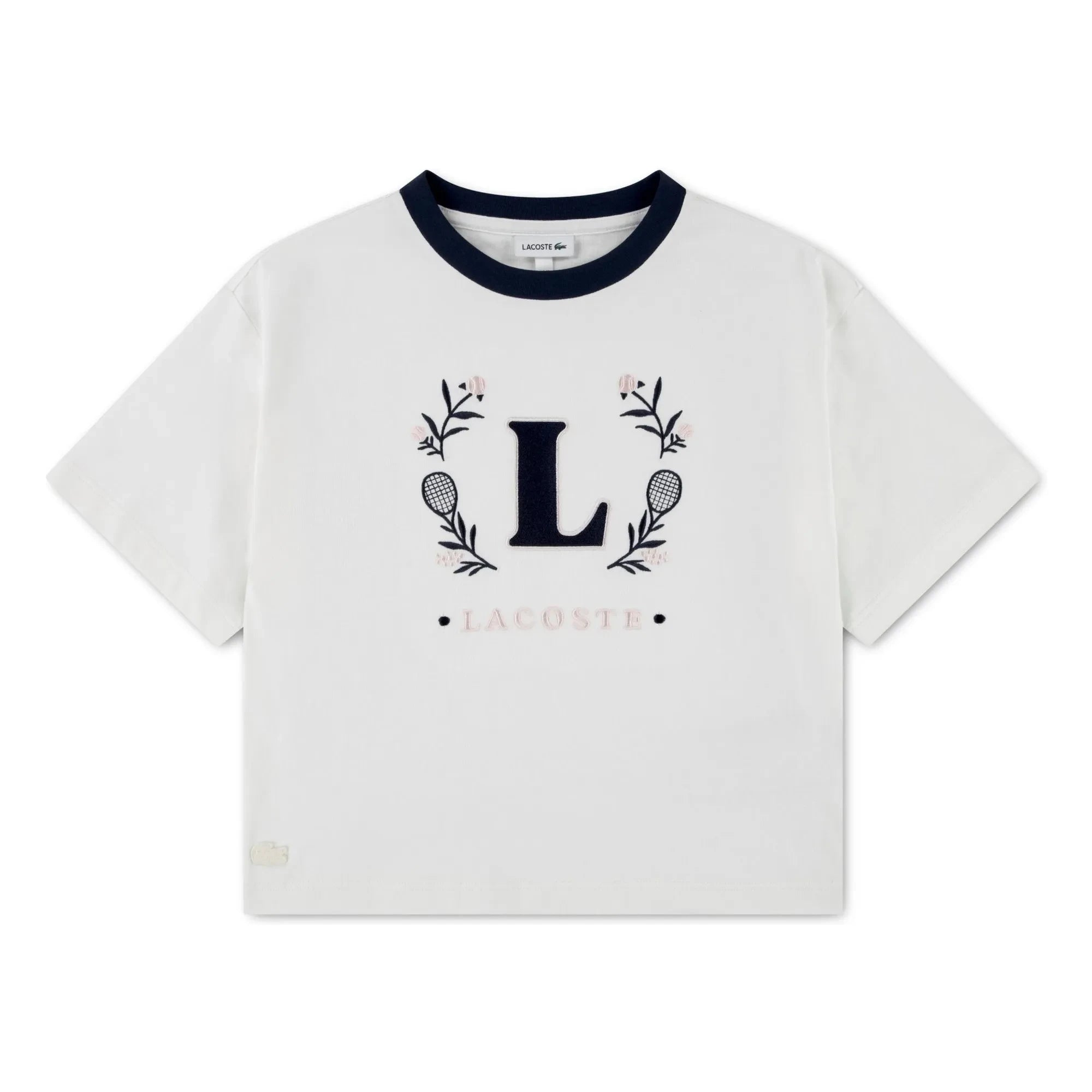 Lacoste - Tişört L Kontrast yaka Organik pamuk | Kırık beyaz