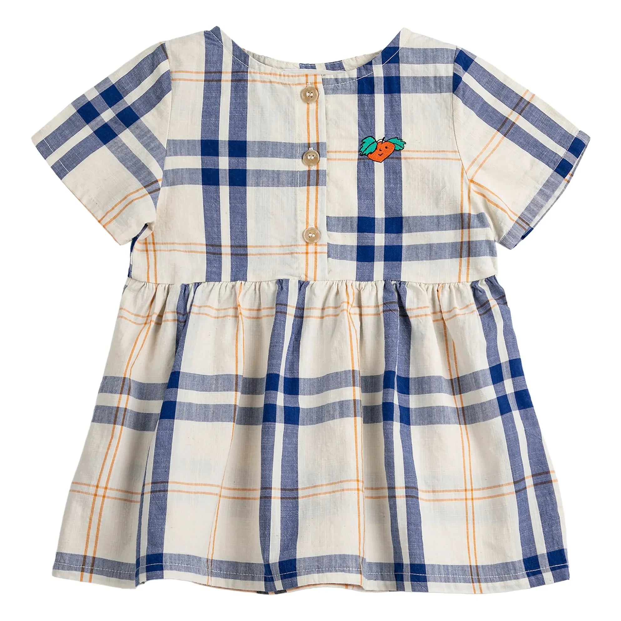 Bobo Choses - Tartan Organik Pamuk Bebek Elbisesi | Ekru
