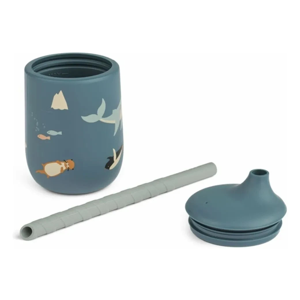 Liewood - Ellis Silikon Pipetli Bardak | Arctic Sea/Ocean view