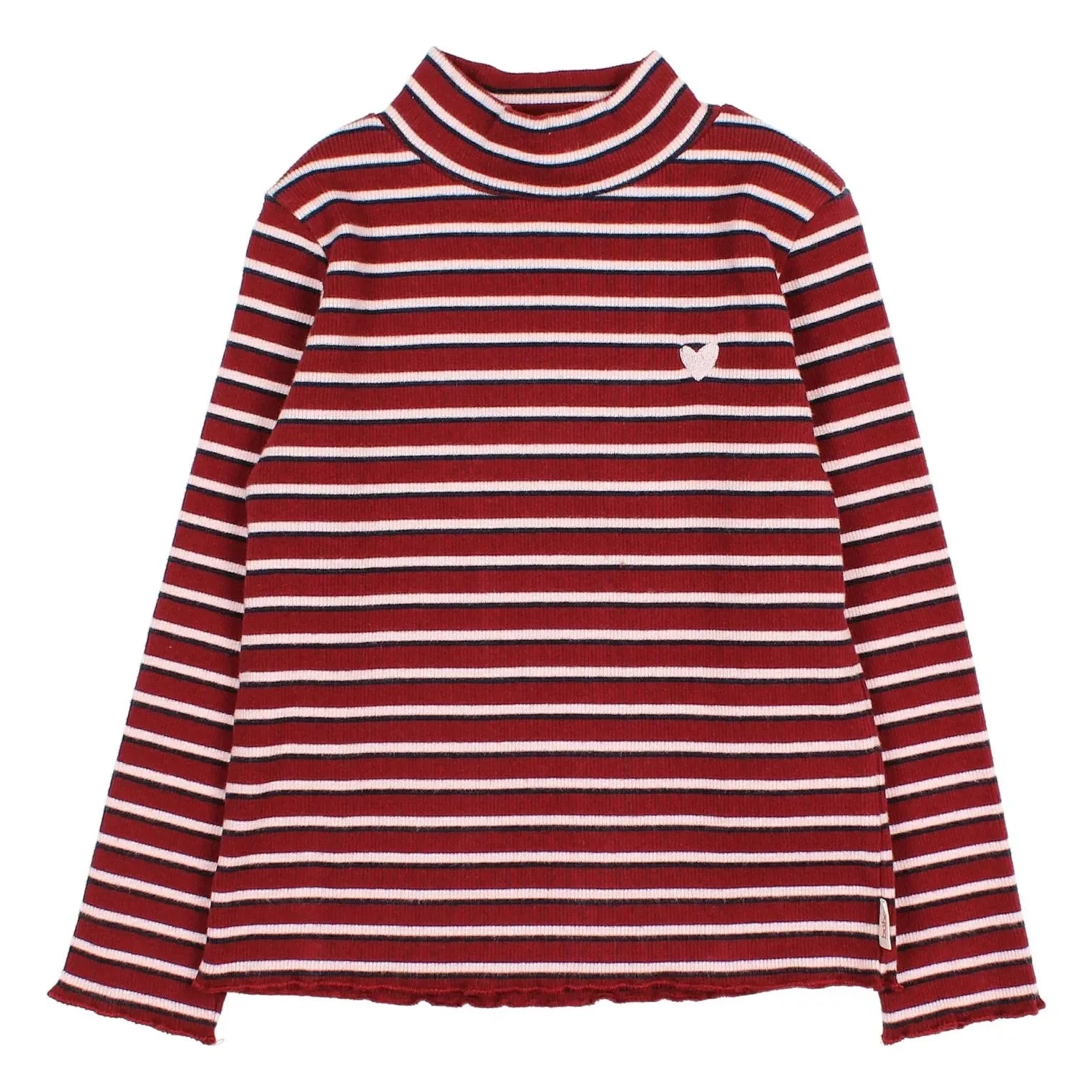 Búho - Camiseta de cuello alto a rayas | Burdeos