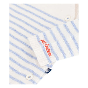 Petit Bateau - Gestreifter Wollstrampler | Ecru