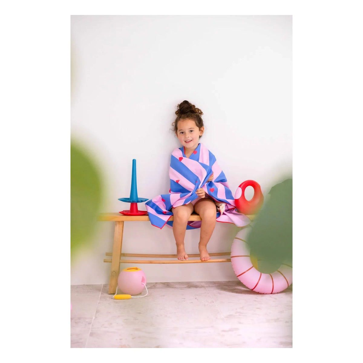 Quut - Phare Cœurs mikrofiber plaj havlusu | Pembe