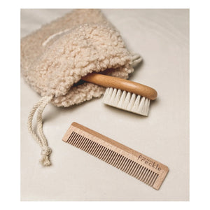 My Little Freckle - Set cepillo para el cabello + peine + bolsa Sherpa | Beige