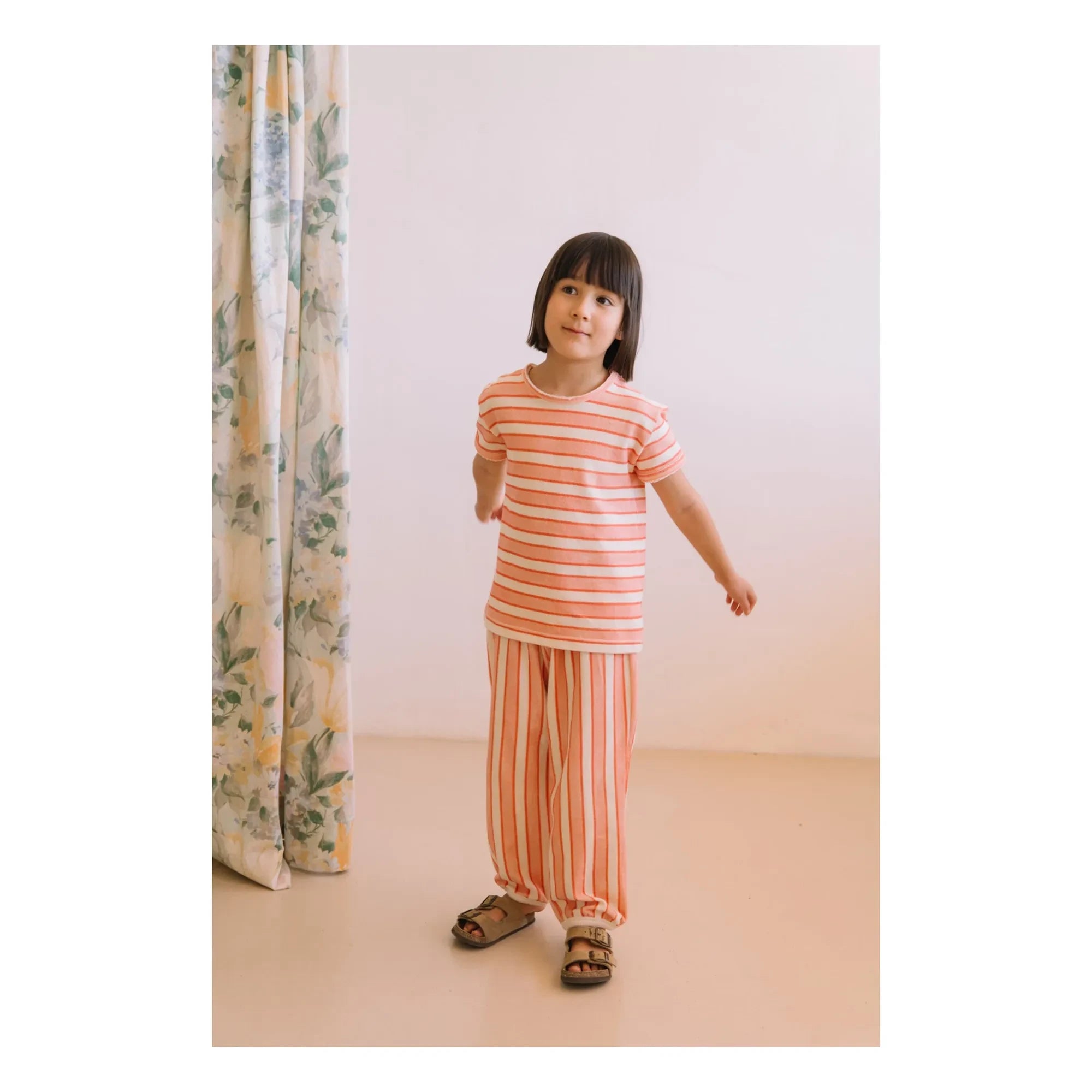 Studio Bohème - Porgy Gestreifte Hose aus Bio-Baumwolle | Rosa
