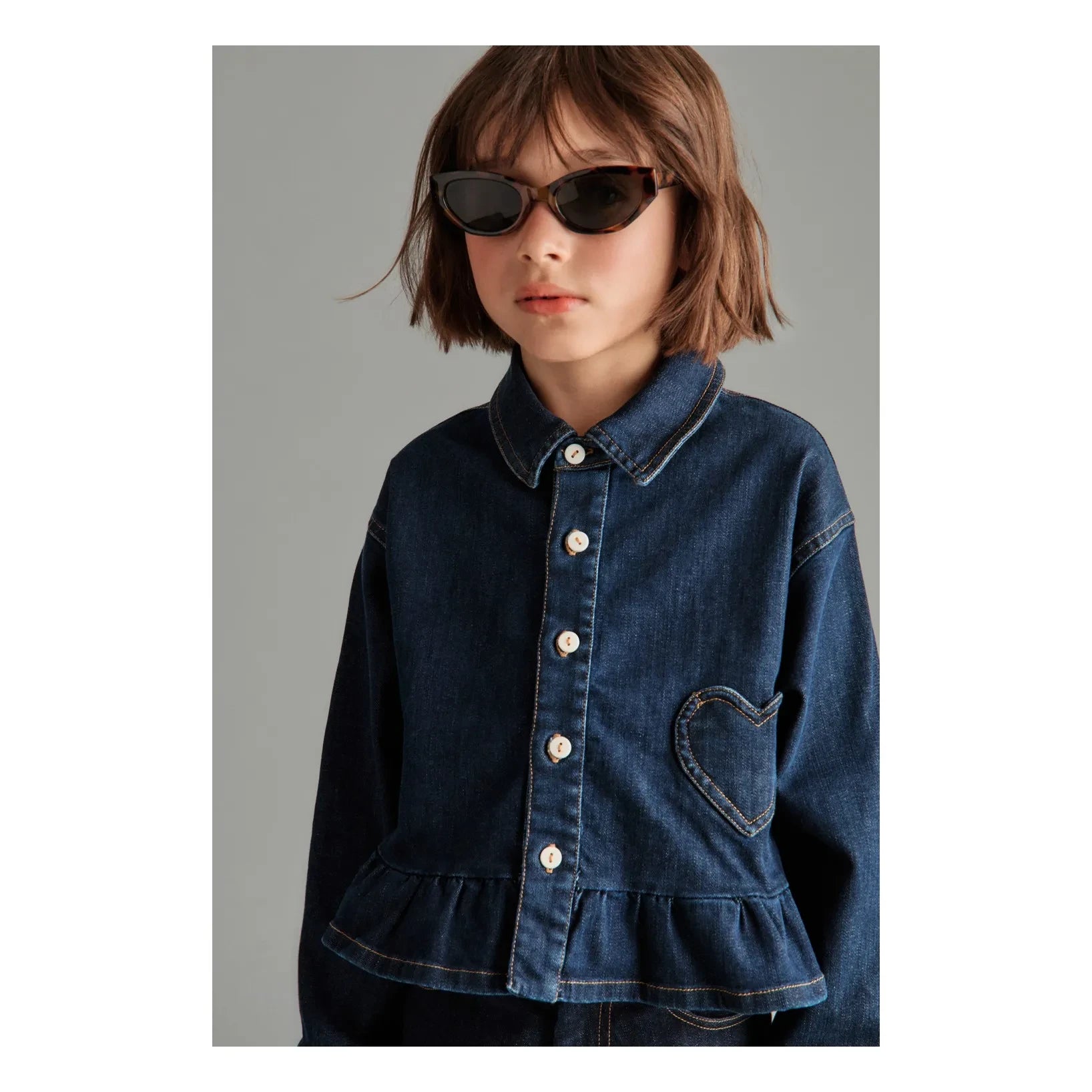 Mipounet - Camisa vaquera Love | Azul oscuro
